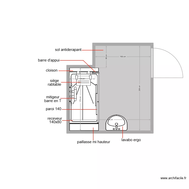 lebel. Plan de 1  et 5 m²