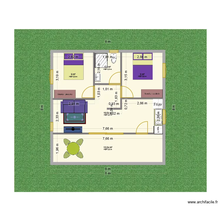 le nid. Plan de 5  et 57 m²