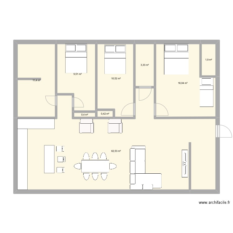 chalet grand aggr. Plan de 9 pièces et 116 m2