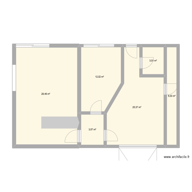 salon de base. Plan de 6 pièces et 72 m2
