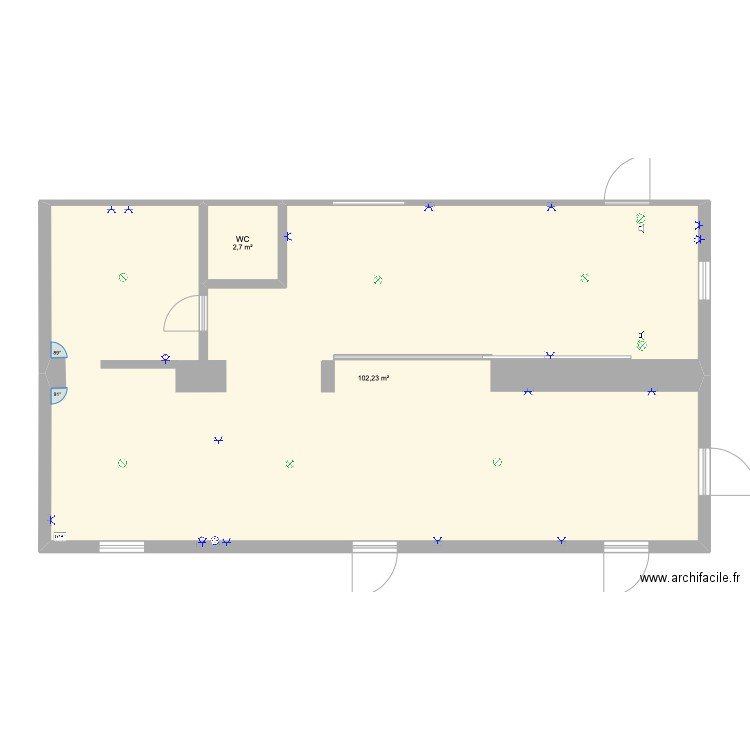 Buanderie V2 Électrique. Plan de 2 pièces et 105 m2