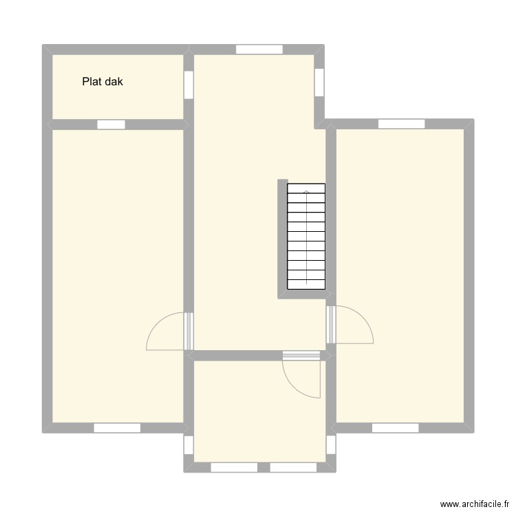 Veldegem 2e verdieping. Plan de 5 pièces et 61 m2