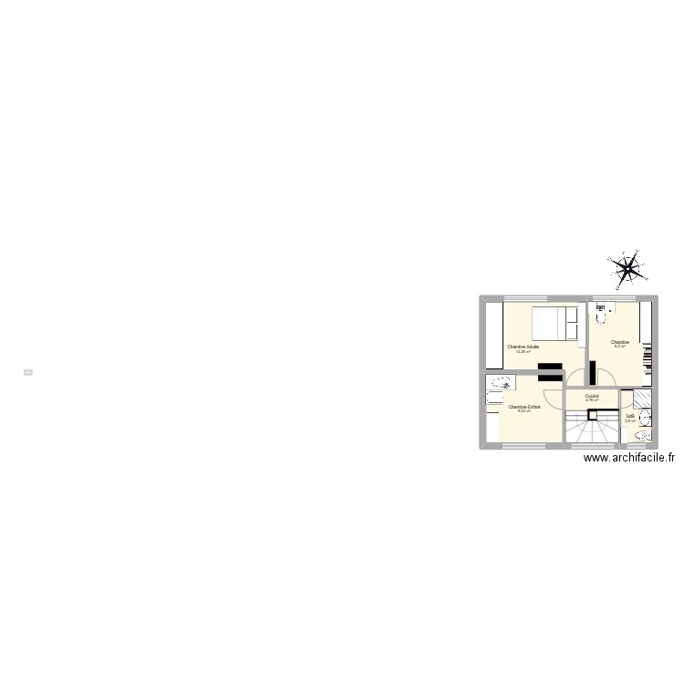 Maison_Etage. Plan de 6 pièces et 38 m2