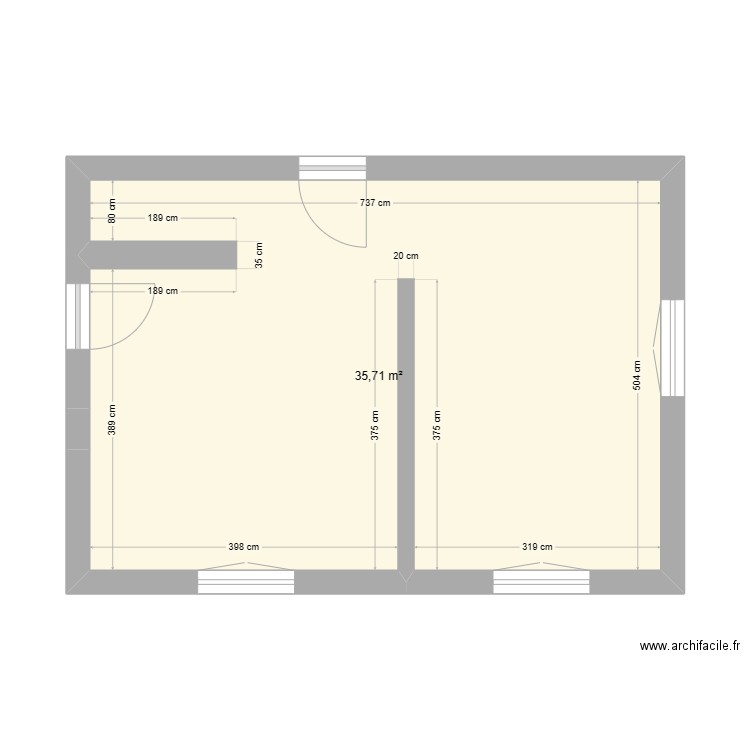 Levier Sous-sol . Plan de 1 pièce et 36 m2