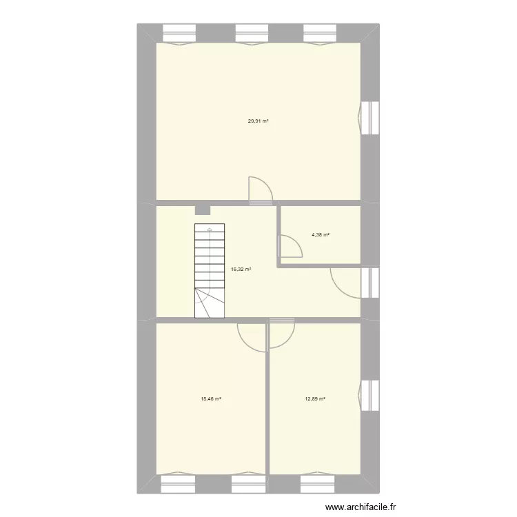 Appart 1er. Plan de 5  et 79 m²