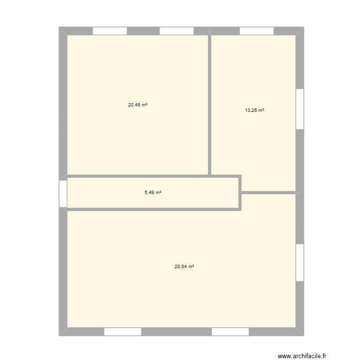 Bureaux. Plan de 4 pièces et 68 m2