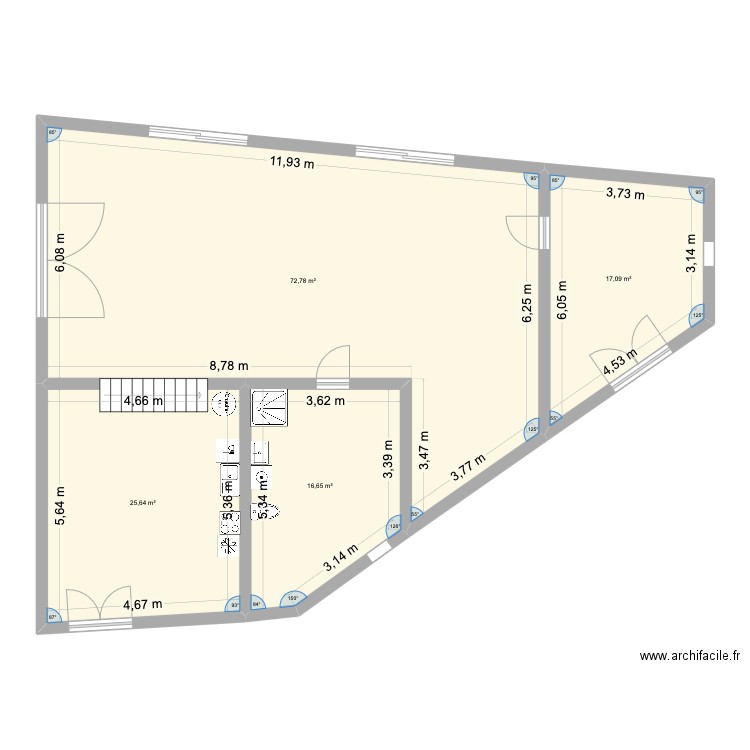 Grande maison de Jodie. Plan de 4 pièces et 132 m2