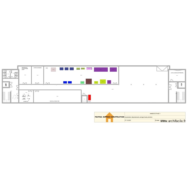 Annexe étage 3. Plan de 17 pièces et 1079 m2