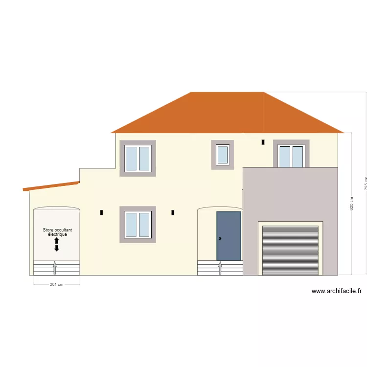 FACADE AVANT (Avant Travaux). Plan de 