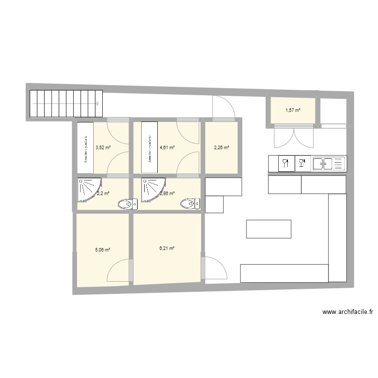CUISINE 1. Plan de 8 pièces et 28 m2