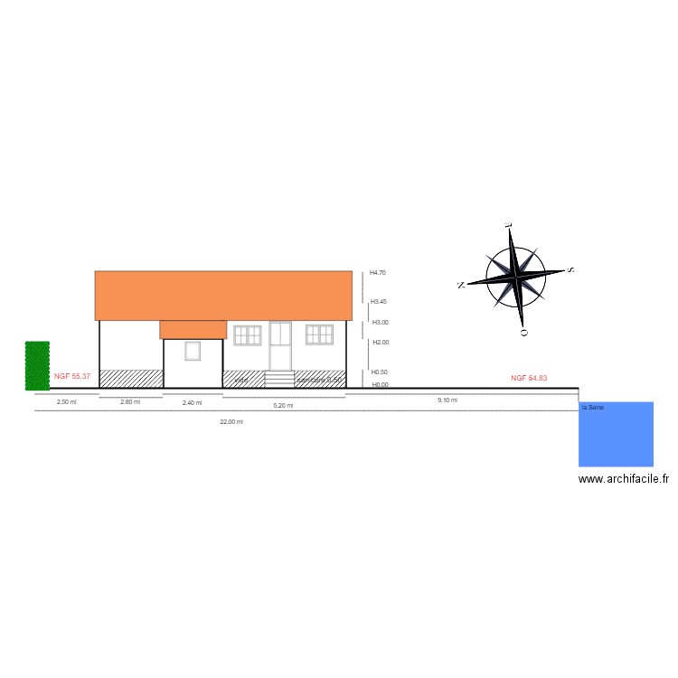 plan en coupe           terrasse fermé chalet 46. Plan de 3 pièces et 31 m2