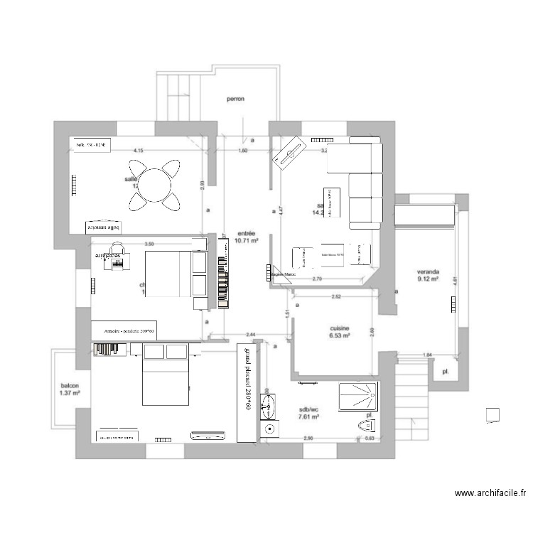 maison bleue rdc v3. Plan de 0 pièce et 0 m2
