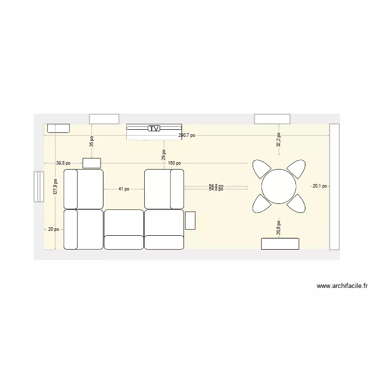 Salon. Plan de 1 pièce et 24 m² Salon. Plan de 1 pièce et 24 m²