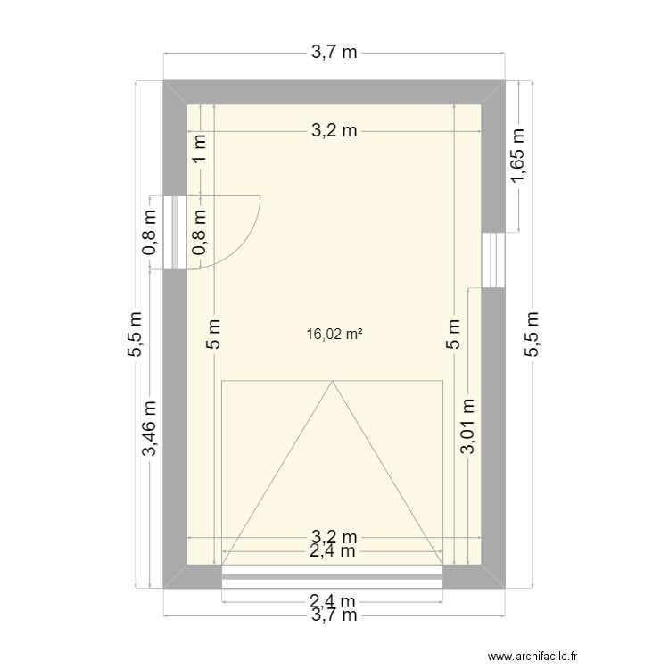 plan garage. Plan de 1 pièce et 16 m2