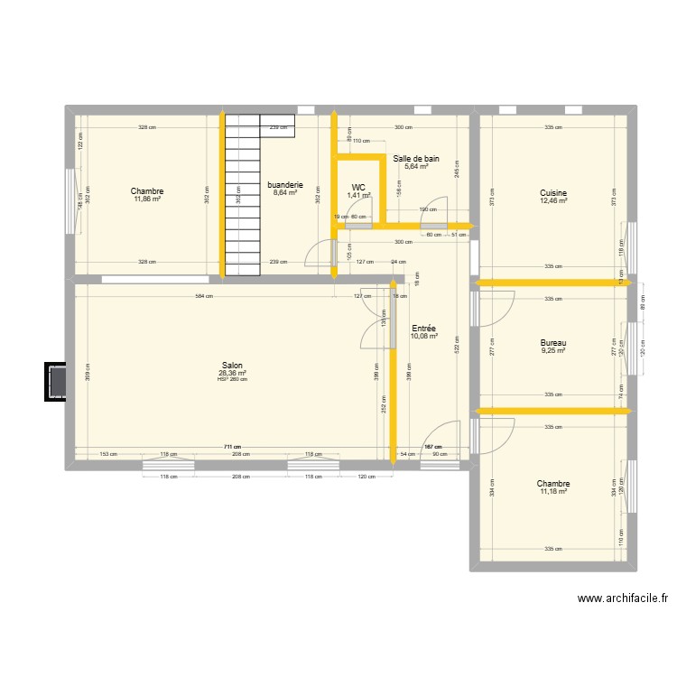 existant maison PAU RDC version 20/12. Plan de 0 pièce et 0 m2