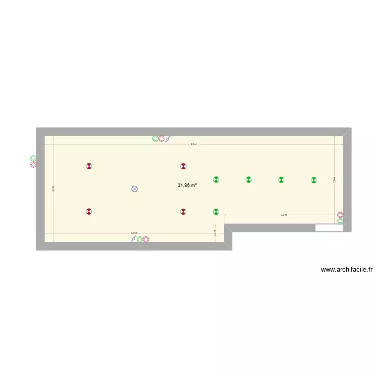Rez-de-chauss&eacute;e Yann. Plan de 1 Pièce et 32 m²