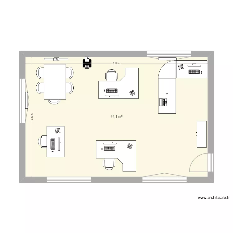 bureau_IT V2. Plan de 1  et 44 m²