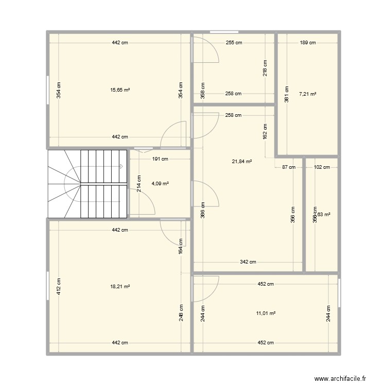 2ème étage v2. Plan de 7 pièces et 82 m2