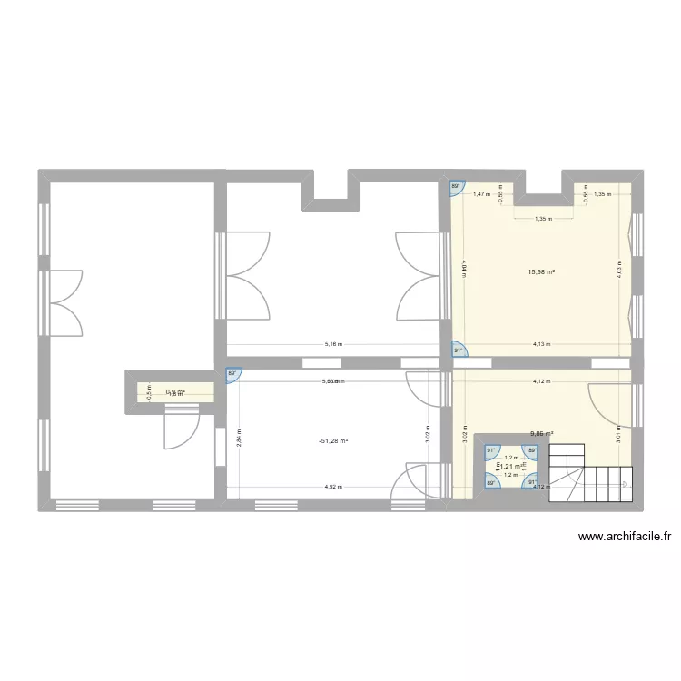 Maison Dechy. Plan de 5  et 44 m²