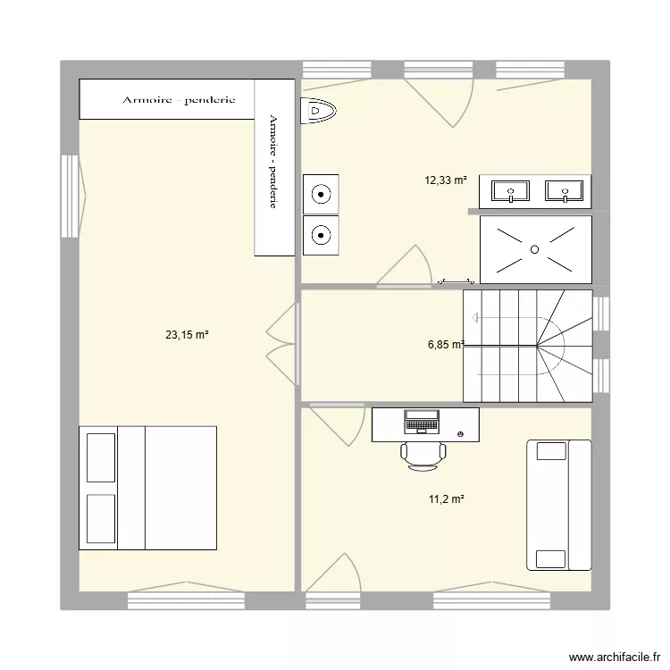 ETAGE 1 PARMAIN. Plan de 4  et 54 m²