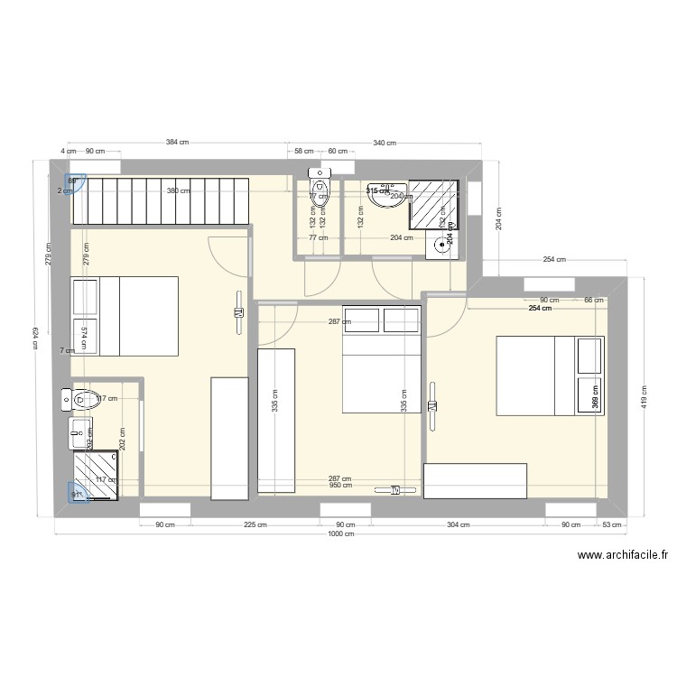 CARO PIERRE. Plan de 5 pièces et 65 m2