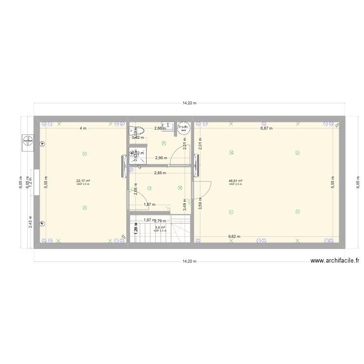 Plan V&V. Plan de 5 pièces et 153 m2