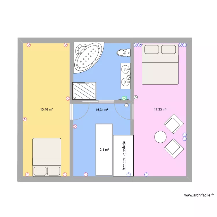 haut-alice. Plan de 4 Pièces et 53 m²