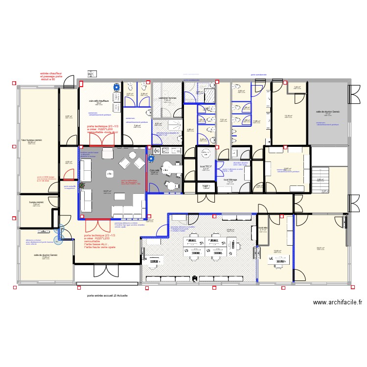 plan projet 1. Plan de 117 pièces et 1020 m2