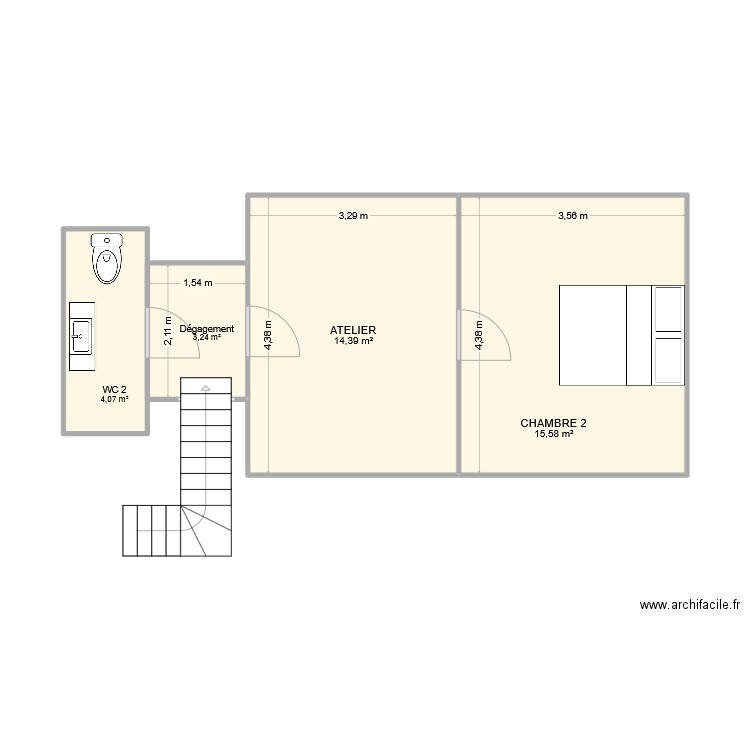 MAISON SAINTE TRIE. Plan de 4 pièces et 37 m2