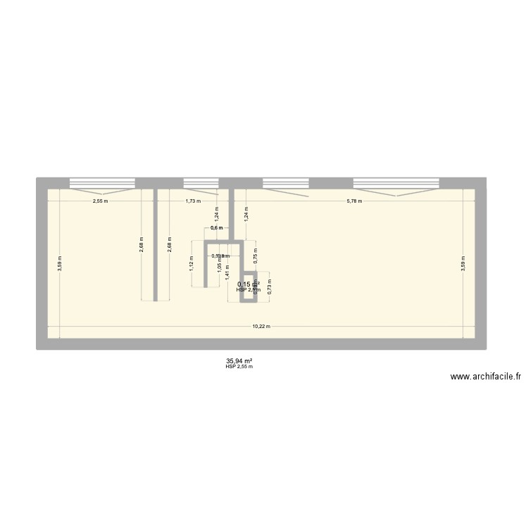 plan de base. Plan de 2 pièces et 36 m2