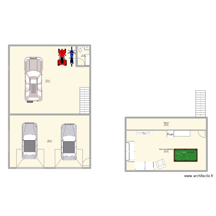 plan garage. Plan de 5 pièces et 167 m2