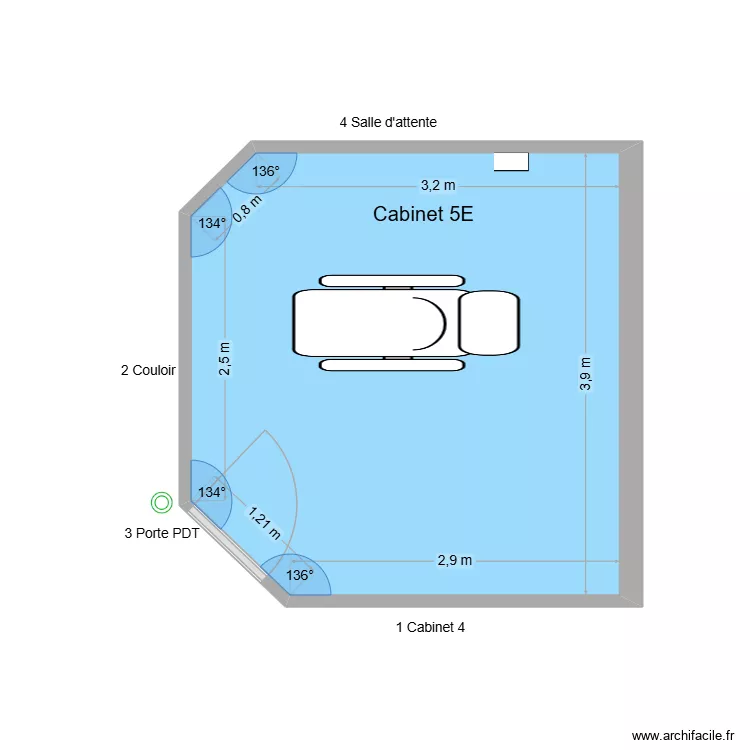 31254 Cabinet 5E. Plan de 1  et 14 m²