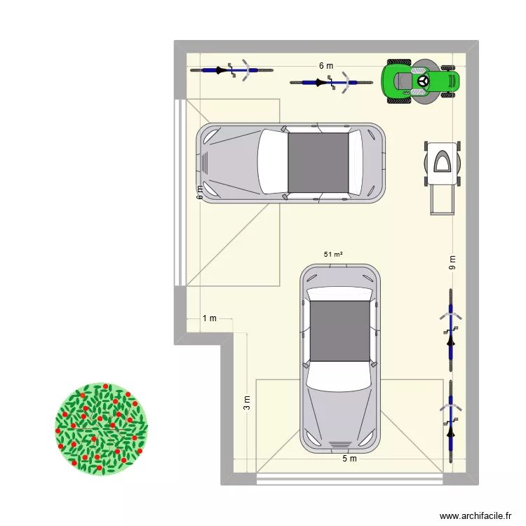 GARAGE_51_DABOTH. Plan de 1  et 51 m²