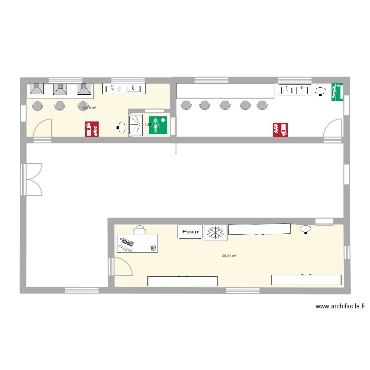 td lhs. Plan de 3 pièces et 43 m2