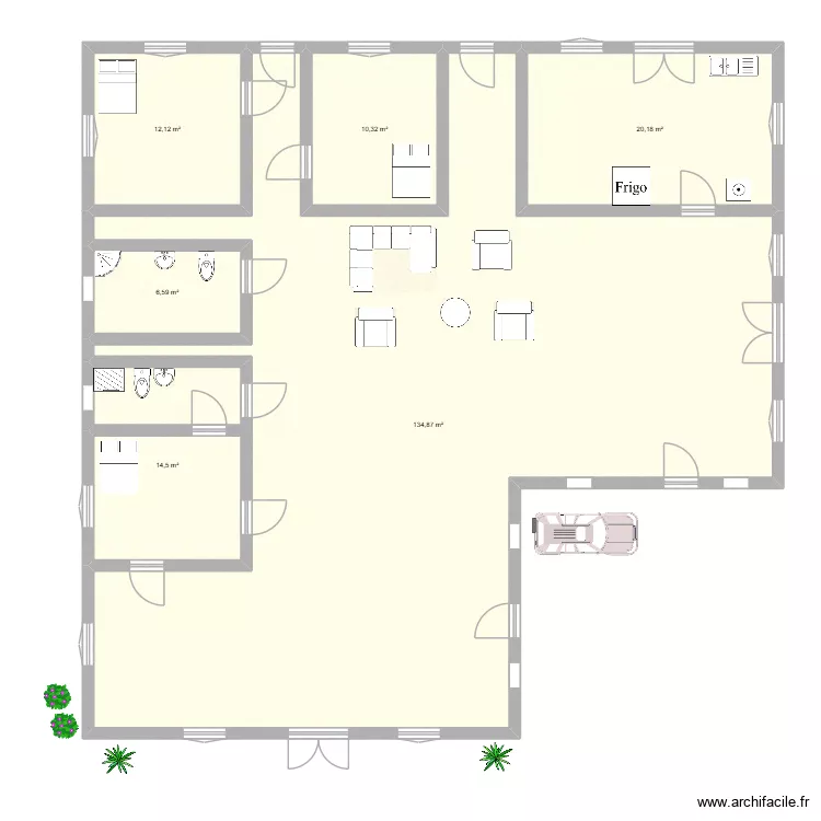 Daloa_Villa_Clara. Plan de 6  et 199 m²