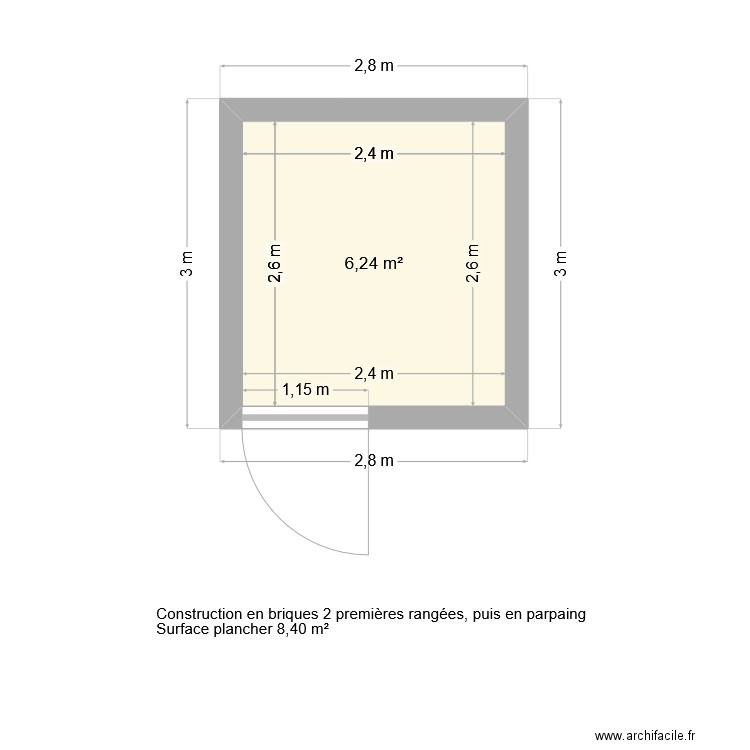 DP02 - Plan de masse abri de jardin (parking). Plan de 1 pièce et 6 m2