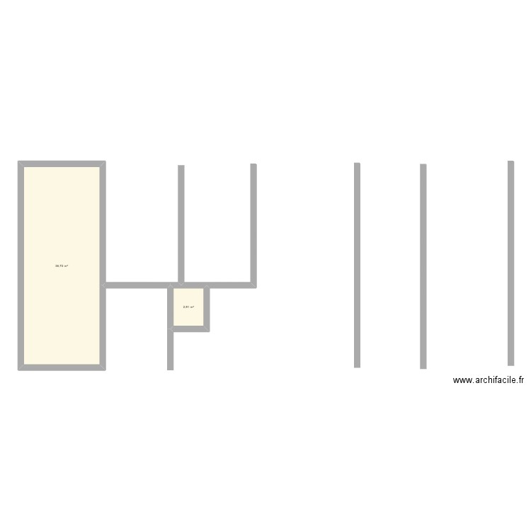 BCEAO Zchor. Plan de 2 pièces et 40 m2