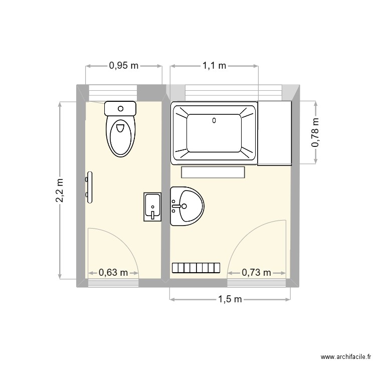 Pokropek avant. Plan de 2 pièces et 5 m2