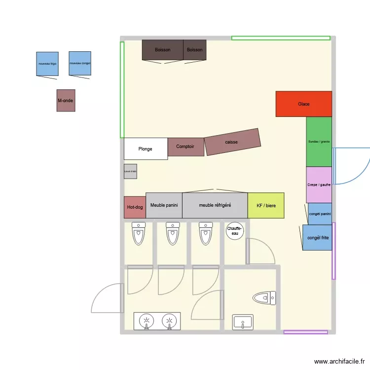 Snack sans modif. Plan de 7 Pièces et 44 m²