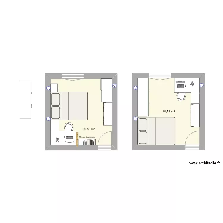 Chambre. Plan de 2 Pièces et 21 m² Chambre. Plan de 2 Pièces et 21 m²