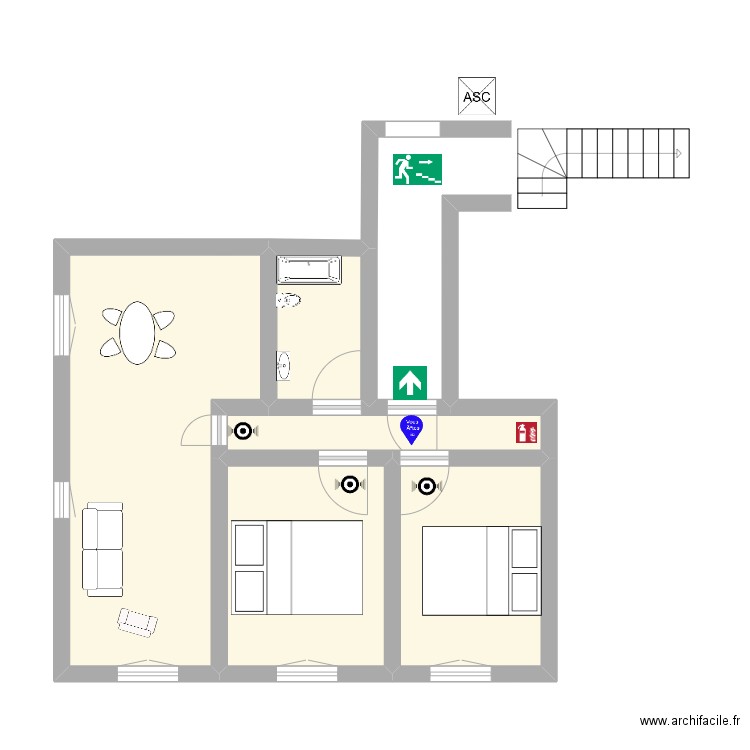 kluis. Plan de 5 pièces et 40 m2