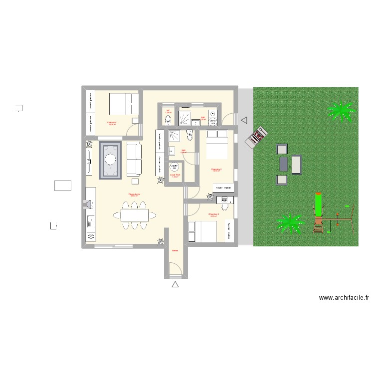 CLAYE-SOUILLY Aménagement4. Plan de 8 pièces et 88 m2