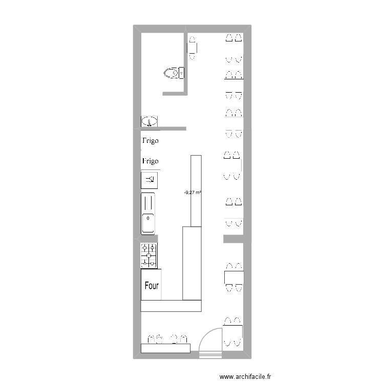 PLan APRES. Plan de 1 pièce et 38 m2