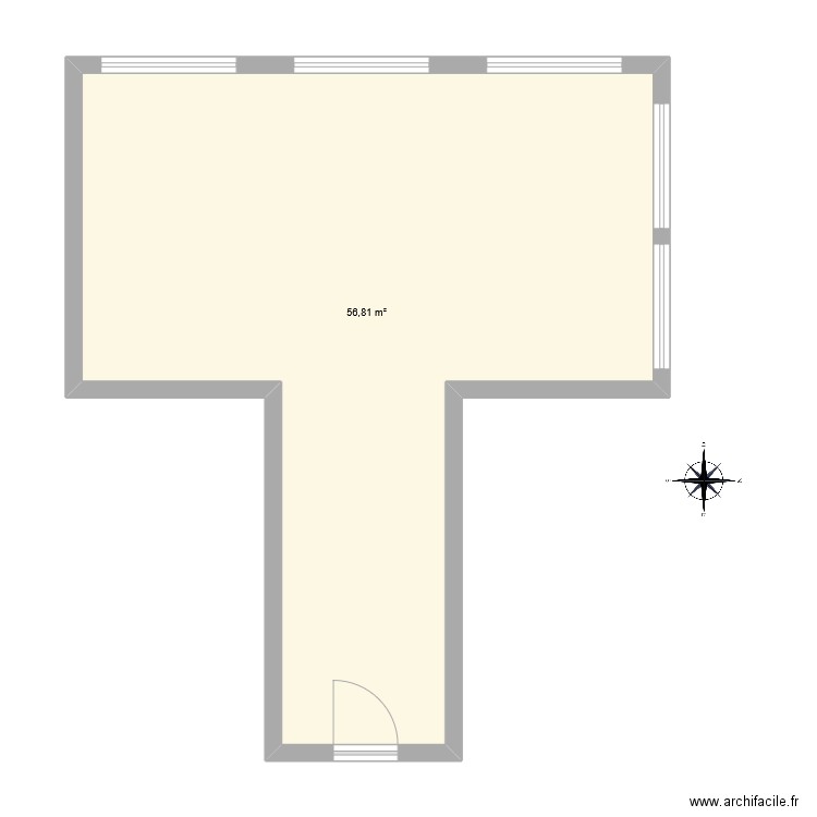 Argeles RDC. Plan de 1 pièce et 57 m2