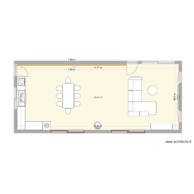 Projet de la maison  de claret. Plan de 1 pièce et 56 m2