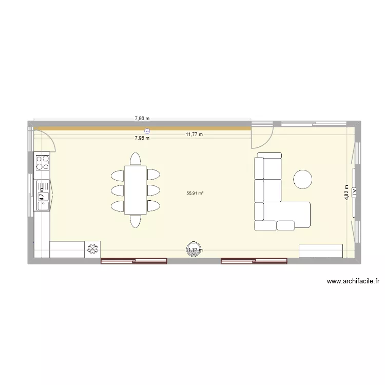 Projet de la maison  de claret. Plan de 1  et 56 m²