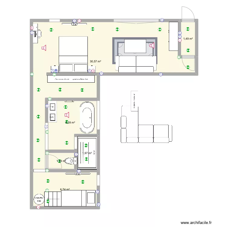 suite final SANS PORTE. Plan de 