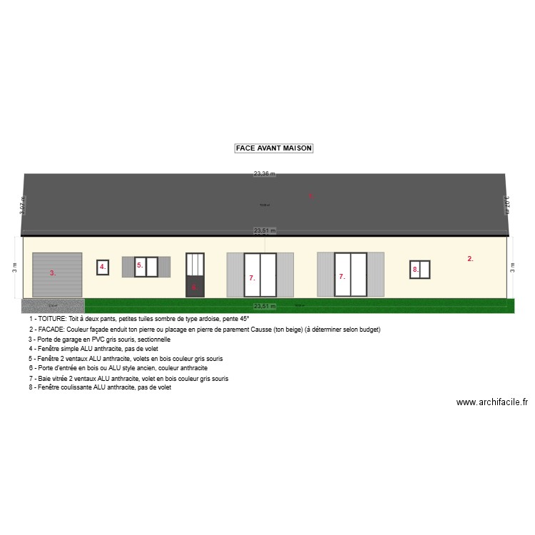 FACE AVANT MAISON. Plan de 0 pièce et 0 m2