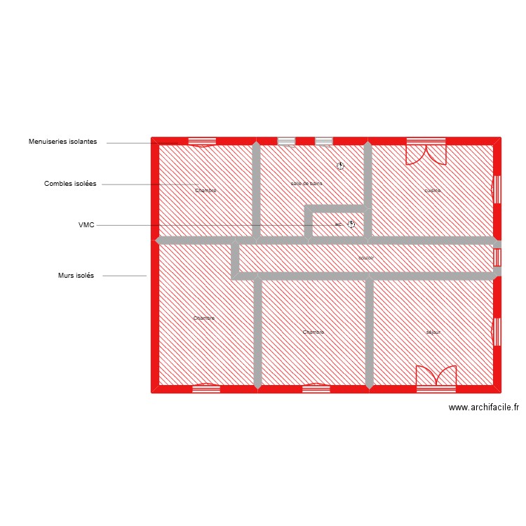 de sousa david et sandrine étape 1 et 2 étage. Plan de 8 pièces et 90 m2