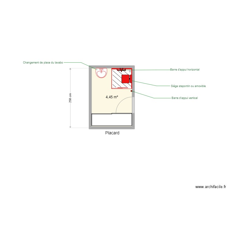 sarlotte sdb. Plan de 1 pièce et 4 m2